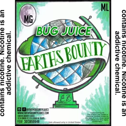 Earths Bounty – Bug Juice 50/50 - N. level#0mg>3mg>6mg>12mg>18mg>24mg~Size#60ml>120ml (E07F74)