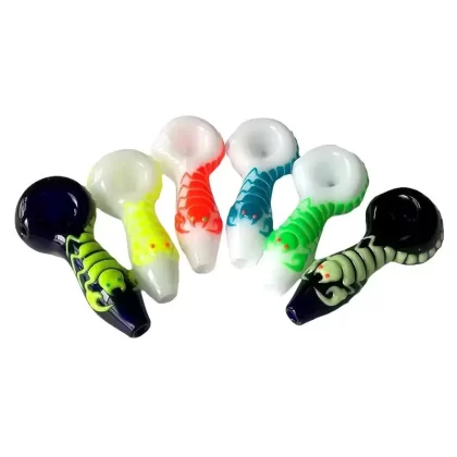 Glow-In-The-Dark Pipe Scorpion Glass Art Spoon Bowls