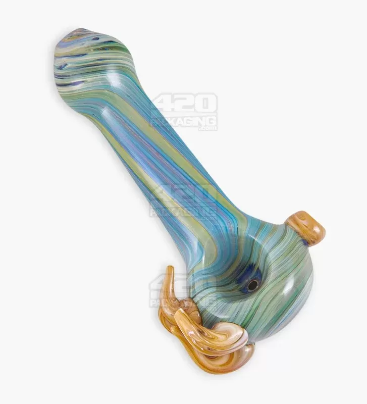 Color Pull Spoon Hand Pipe w/ Multi Horns | 5in Long – Glass – Assorted