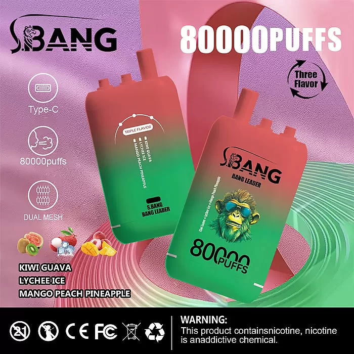 Bang Leader (Bang Legend) 80000 Puff 3-in-1 Flavor 80K Disposable Vape - Kiwi Guava Lychee Ice Mango Peach Pineapple / 50mg / 1PC / CN-SZ Warehouse - Image 3
