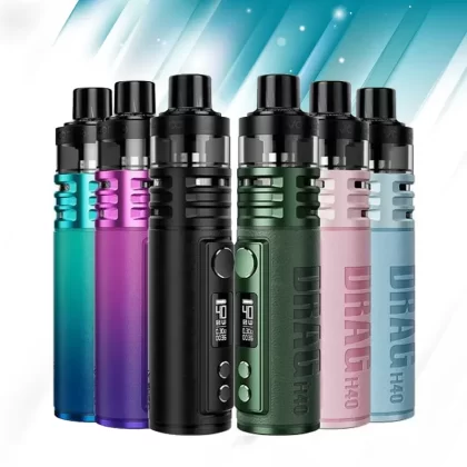 VOOPOO DRAG H40 KIT - Choose#Black>Green>Gunmetal>Modern Red>Pink>Silvery White>Sky Blue>Snow Blue>5 x VooPoo PnP-VM3 0.45 Ohm Coil>5 x VooPoo PnP-TW30 0.3 Ohm Coil>2x Pnp Pod ll