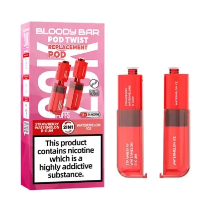 Bloody Bar Pod Twist 20K Strawberry Watermelon Bgum/ Watermelon Ice Prefilled Pod - Vapestreams Co
