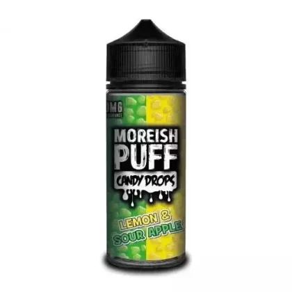 LEMON & SOUR APPLE E LIQUID BY MOREISH PUFF – CANDY DROPS 100ML 70VG