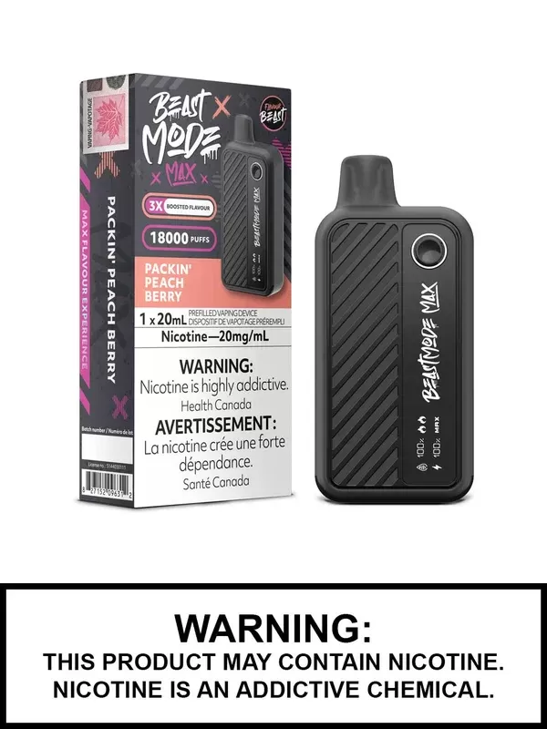 Packin Peach Berry Flavour Beast Beast Mode Max Disposable Vape