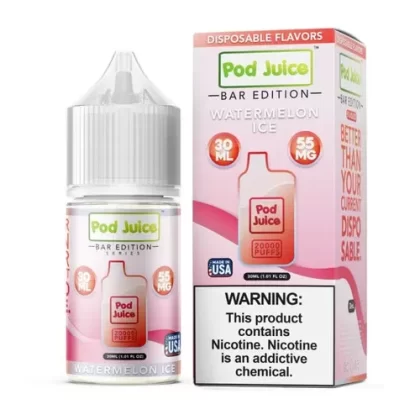 Pod Juice Salt PJ 5000 Series Watermelon Ice Tobacco Free Nicotine E-Juice 30ml - Eliquidsupply