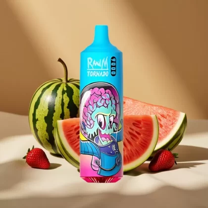 RandM Tornado 9000 Puffs Rechargeable Mesh Coil 18mL RGB Display Prime Strawberry Watermelon