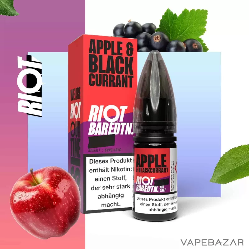 Riot Salt Bar Liquid – Apple Blackcurrant - Vapebazar