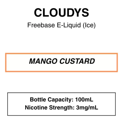 Mango Custard – Cloudys Premium E- Liquid Freebase – 100mL - Vape Product, Vape Product