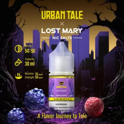 Urban Tale Lost Mary Salt e-Liquid 30mL - Blueberry Cloudd 50mg, Gami 35mg (1E6EA8)