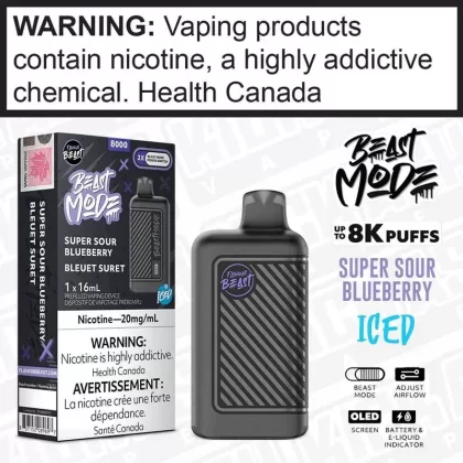 Super Sour Blueberry Iced BEAST MODE Disposable by Flavour Beast DNR-0925