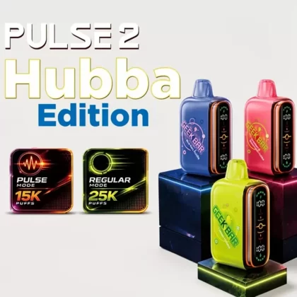 Geek Bar Pulse 2 25K Hubba Edition Dual Mesh Disposable Vape - Blue Razz Hubba, Grape Hubba; Vape Product (CFE8DA)