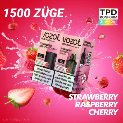 Vozol Vista Plug – Strawberry Raspberry Cherry Prefilled Pod - Pod Kit; La Fume; 2ml + 10ml