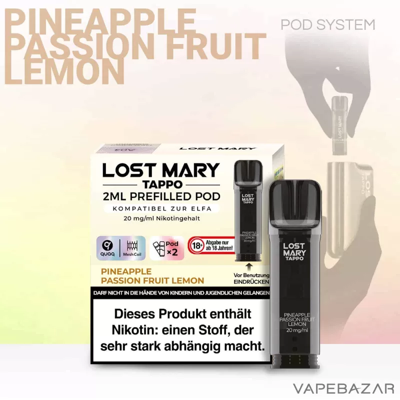 Lost Mary Tappo – Pineapple Passion Fruit Lemon – Prefilled Liquid Pod – 2er Pack - Image 2
