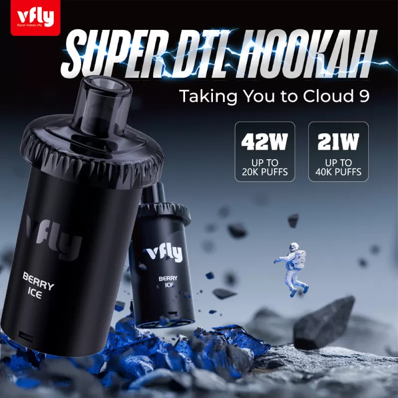 VFLY Super DTL Hookah 40K Disposable E-Hookah POD - 40000 Puffs (2 Count) - Grape Mint