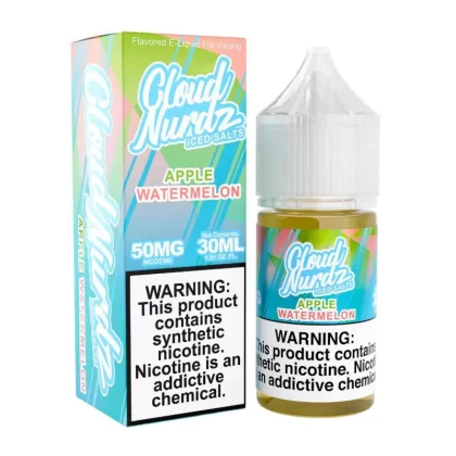 Cloud Nurdz Salts Iced Watermelon Apple Synthetic Nicotine 30ml E-Juice - Ecigmafia