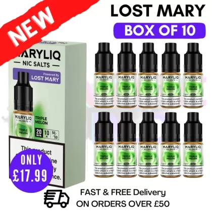 Triple Melon MaryLiq Nic Salt BOX OF 10