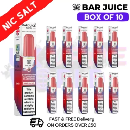 Strawberry Raspberry Blueberry Bar Juice 5000 Nic Salt | Box of 10 | ONLY £13.99