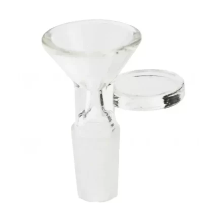 Bowl | Funnel Style w/ Flat Side Handle | 14mm – Clear – 24 Count - Ejuicewarehouse