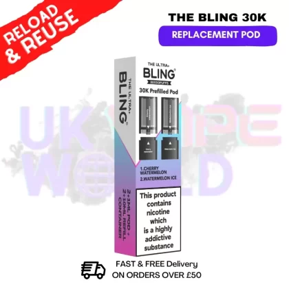 Cherry Watermelon Bling 30k REFIL PACK Ultra Plus Pods – £6.99