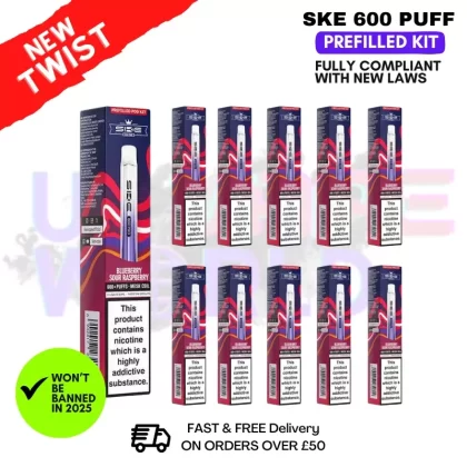 Blueberry Sour Raspberry – Crystal Bar Puffs 600 SKE Box Of 10