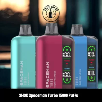 SMOK Spaceman Turbo 15000 Puffs 50MG Disposable Vape - Vape Product, BOX OF 5 PCS; Alaskan Mint, Blue Razz Lemon (AE2FAE)