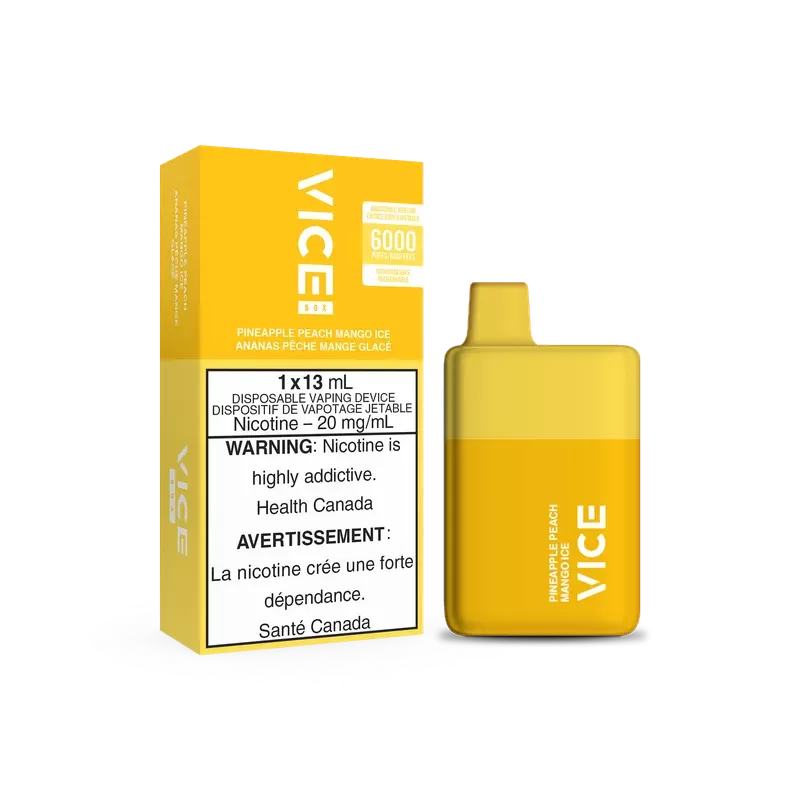 Vice Box Rechargeable Disposable Vape – 6000 Puffs – Pineapple Peach Mango Ice