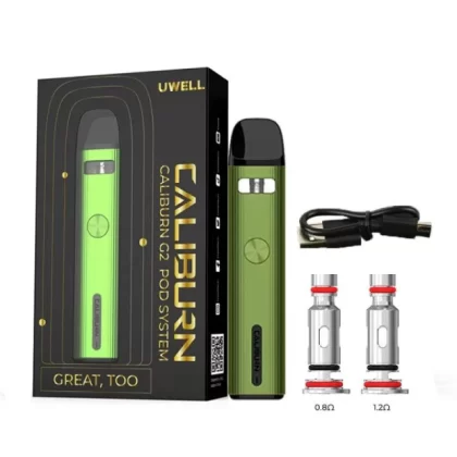 Uwell Caliburn G2 Pod System - Carbon Black, Cobalt Green (B57C0C)