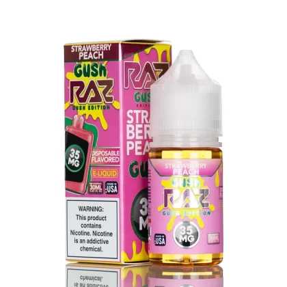 Pod Juice X RAZ Salt Nic – Strawberry Peach Gush – 30mL - Vapejuice