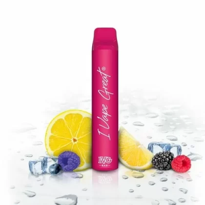 IVG BAR – Berry Lemonade Ice - IVG BAR / Ice / Beeren Mix / Limonade / Propylenglykol / Nikotin-Benzoat / pflanzliches Glycerin / Aromastoffe / 20mg/ml / 550 mAh / ca. 800