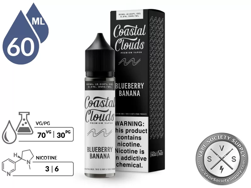 Blueberry Banana Coastal Clouds 60ml - Vape Product, Vape Product; NCDOR - Image 2