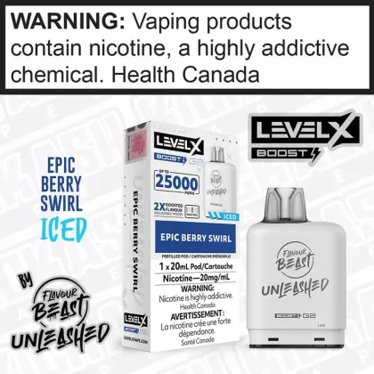 Epic Berry Swirl Iced Flavour Beast Unleashed LEVEL X BOOST POD