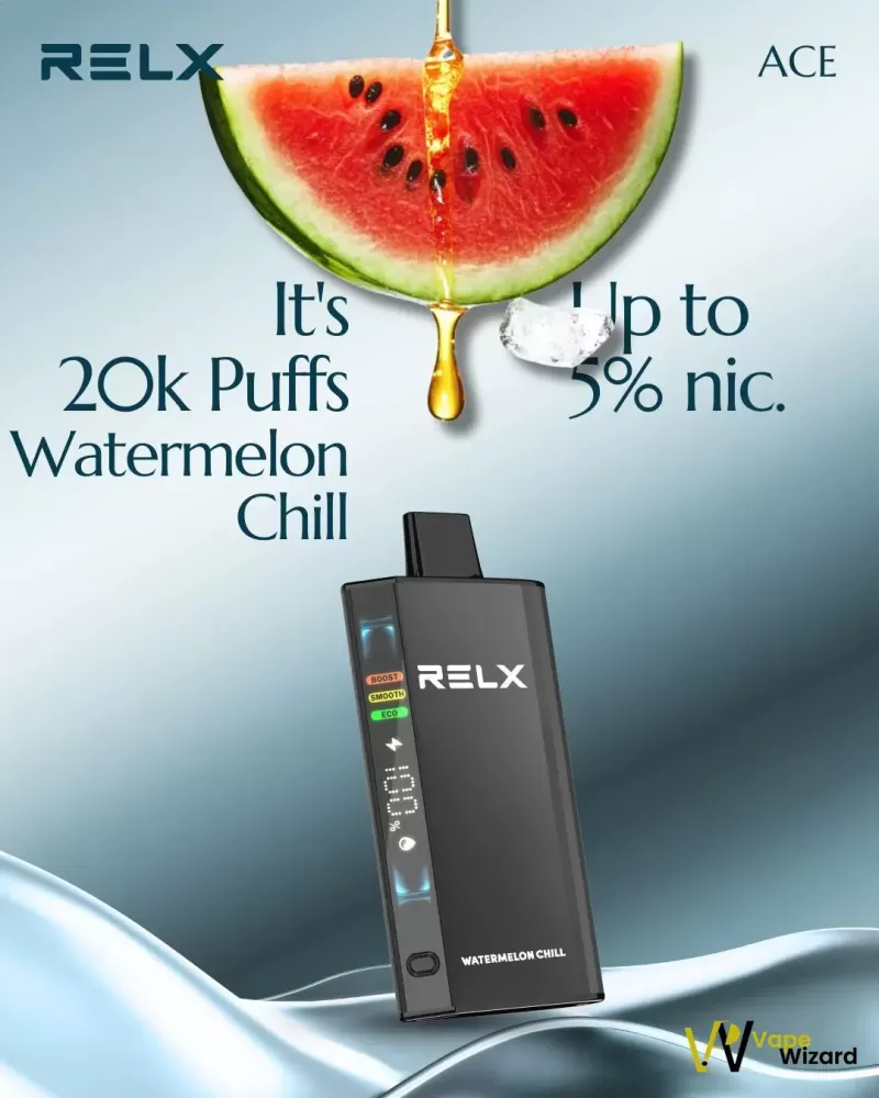 RELX Ace 20000 Puffs Disposable Vape - Banana Ice, Dark Cherry; Vape Product, Box of 10 Pcs (838EF5) - Image 2