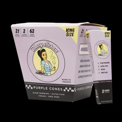Blazy Susan King Size Purple Pre Rolled Cones – Display Box