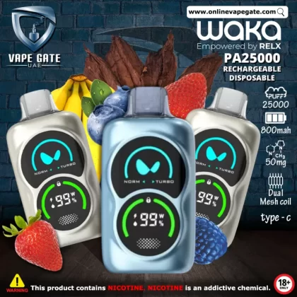 Waka PA25000 Rechargeable Disposable Vapes (25,000 Puffs) - 50 mg / Blueberry Raspberry