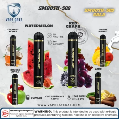 Smooth-500 Gold (1500 MTL & DTL Puffs) - Omani Mango