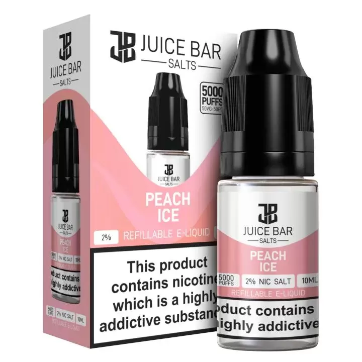 Peach Ice 5x 10ml Nic Salt Juice Bar 5000 E Liquid