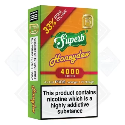 Superb NanoStix Pods- Honeydew 4000puff 1.7%/ 4pack