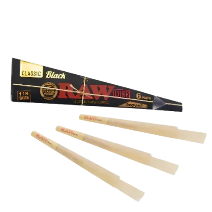 Raw Black Classic Scoop Pack Cones 1 1/4 6pk - Vape Store