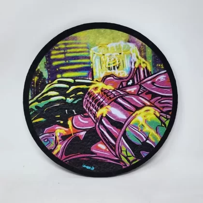 VGoodiEZ Crohnabist Designed- Series 3, Slide #2 “Lord of Dabopokolips” (8″ Round) Mat by Moodmats