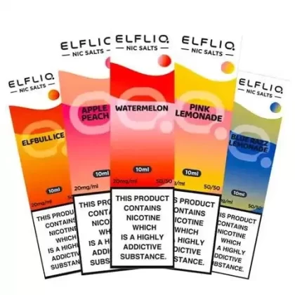 Elf Bar Elfliq Nic Salts 10ml - Flavour#Apple Blackcurrant>Apple Peach>Banana Ice>Blackcurrant Aniseed>Blueberry>Blueberry Sour Raspberry>Blue Razz Lemonade>Cherry Cola>Cherry>Cola>Cream Tob
