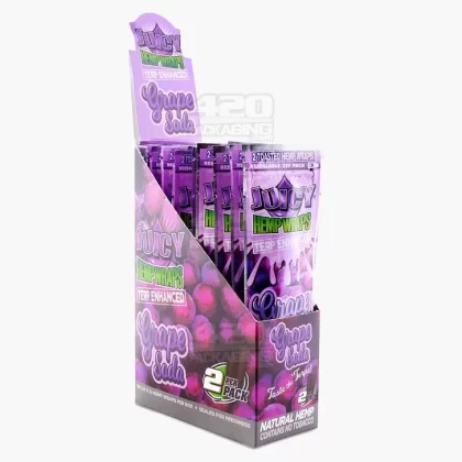 JUICY JAY’S | ‘Retail Display’ Terp Enhanced Natural Hemp Wraps | 109mm – Grape Soda – 25 Count