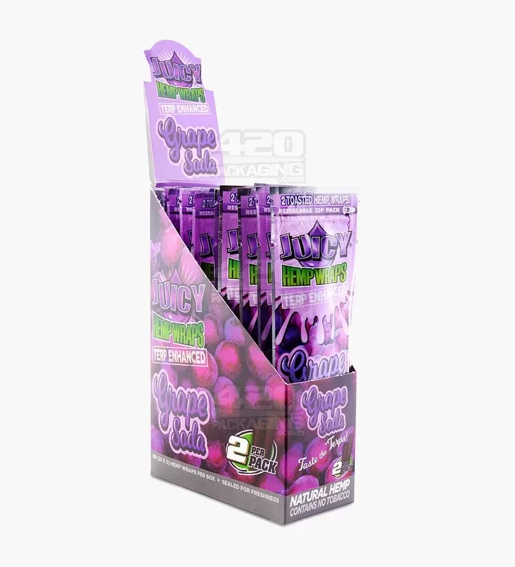 JUICY JAY’S | ‘Retail Display’ Terp Enhanced Natural Hemp Wraps | 109mm – Grape Soda – 25 Count
