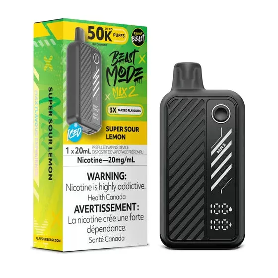 Flavour Beast Mode Max 2 – Super Sour Lemon – 50,000 Puffs - Eliquidsupply