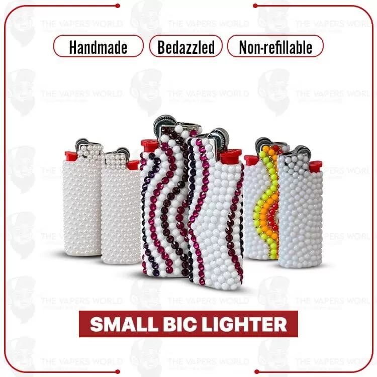 Handmade Bedazzled Small BIC Lighter – Non-Refillable - Warm Wave, Pink Haze