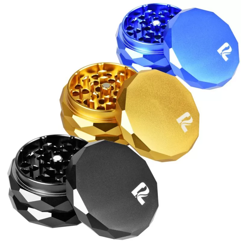 Pulsar Diamond Faceted Aluminum Herb Grinder - Diamond Facet Gold