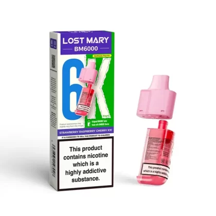 LOST MARY BM6000 STRAWBERRY RASPBERRY CHERRY ICE PREFILLED REFILL PODS