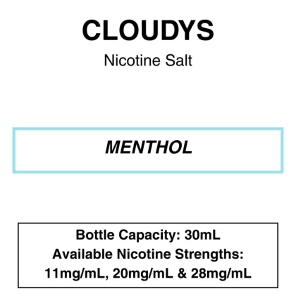 Menthol – Cloudys Premium E- Liquid Nic Salt 30 ml