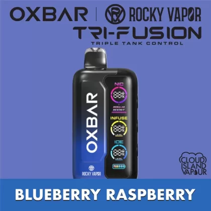 Rocky Vapor Oxbar Tri Fusion Disposable Vape – Blueberry Raspberry