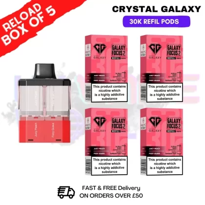 Juicy Peach Crystal Galaxy 30K Replacement Pods Box Of 5