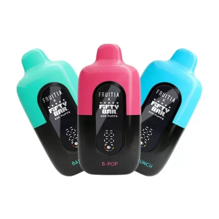 Fruitia x Fifty Bar 20k Puff Vape - Pack Count#Single Pack~Flavor#B-Pop>Baja Burst>Blueberry Pound Cake>Bonker Berries>Cookie Butter>Hawaii’n Punch>Polar Ice>Sour Batch>Southern Tobacco>Spea